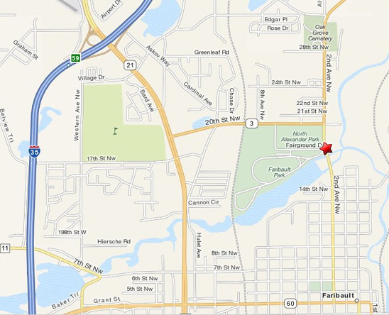 Map to the Rice County Historical Society museum
